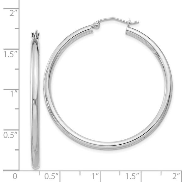 2.5mm, Sterling Silver, Classic Round Hoop Earrings - 40mm (1 1/2 In.) - Picture 4 of 5
